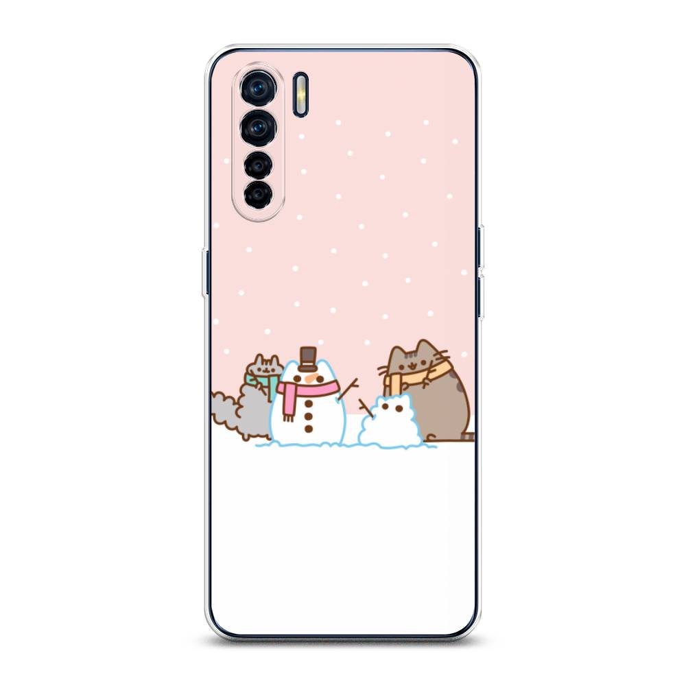 

Чехол для Oppo A91/Reno 3 "Котики в снегу", Розовый;белый;серый, 254250-5