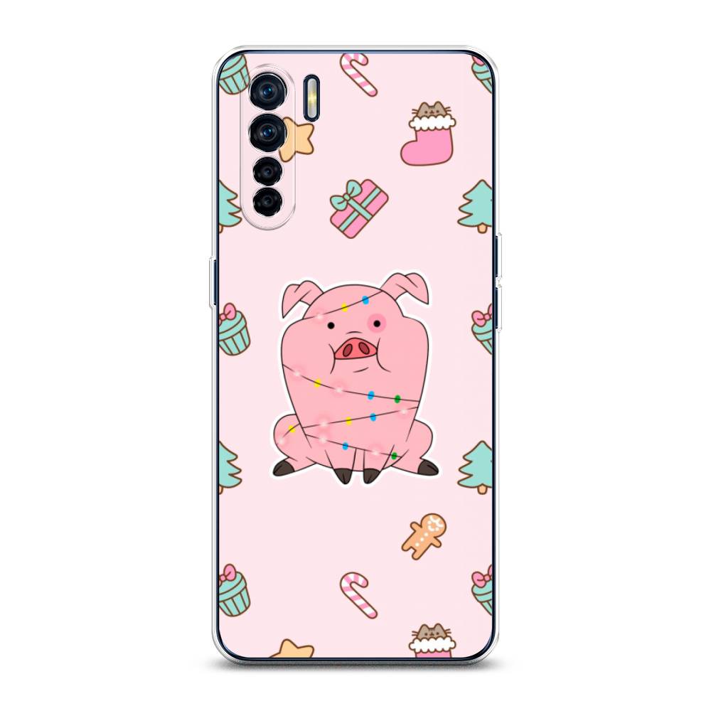 

Чехол на Oppo A91 "Розовая свинка", Розовый;зеленый, 254250-5