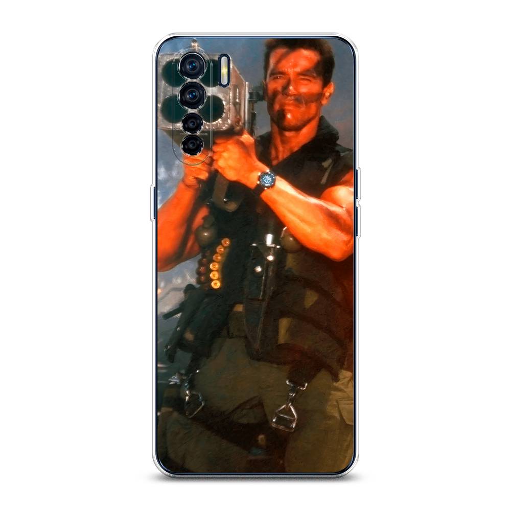 

Чехол для Oppo A91/Reno 3 "Арнольд Шварцнеггер с базукой", Голубой;коричневый, 254250-6