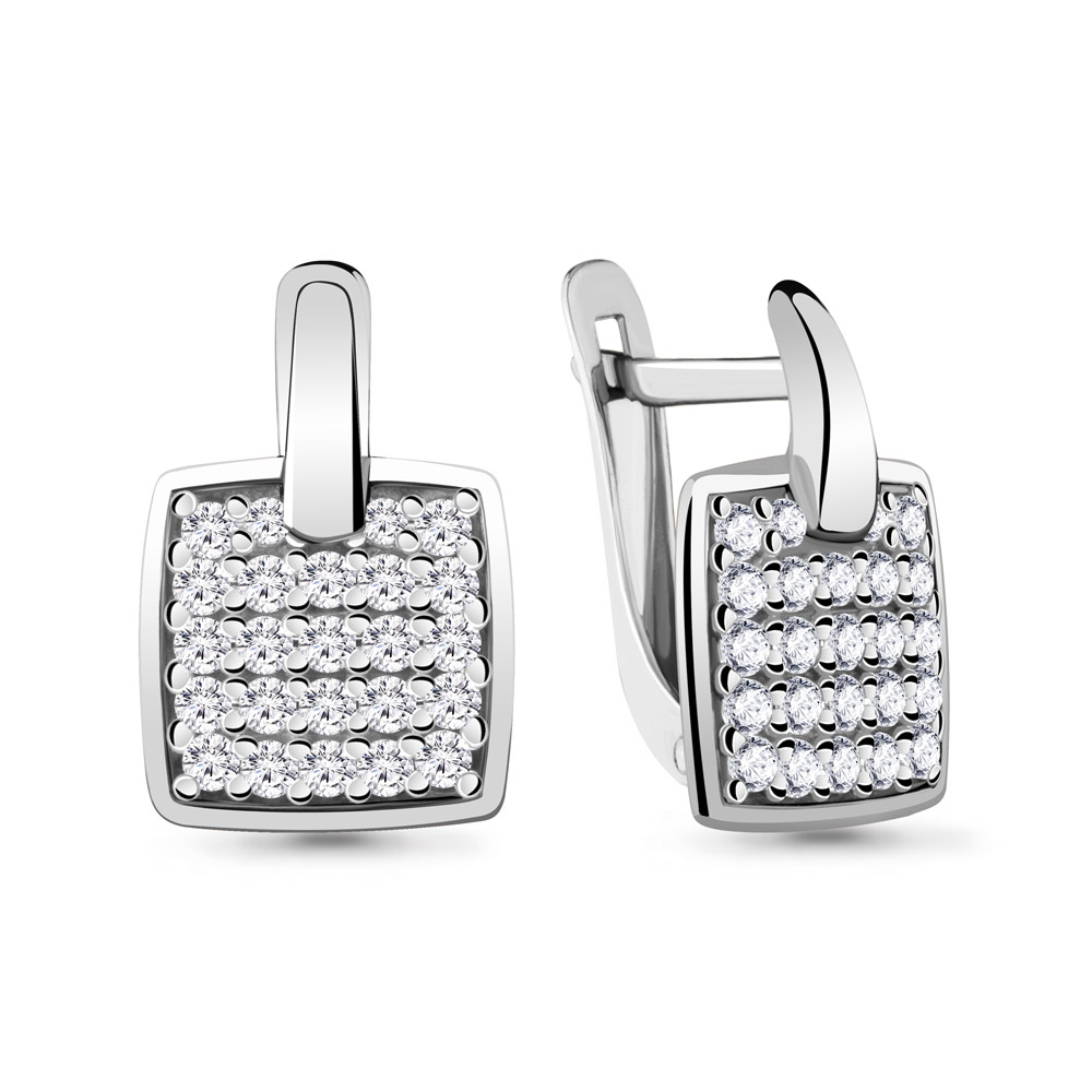 

Серьги из серебра с фианитом Aquamarine 48362А_925_р, 48362А_925_р