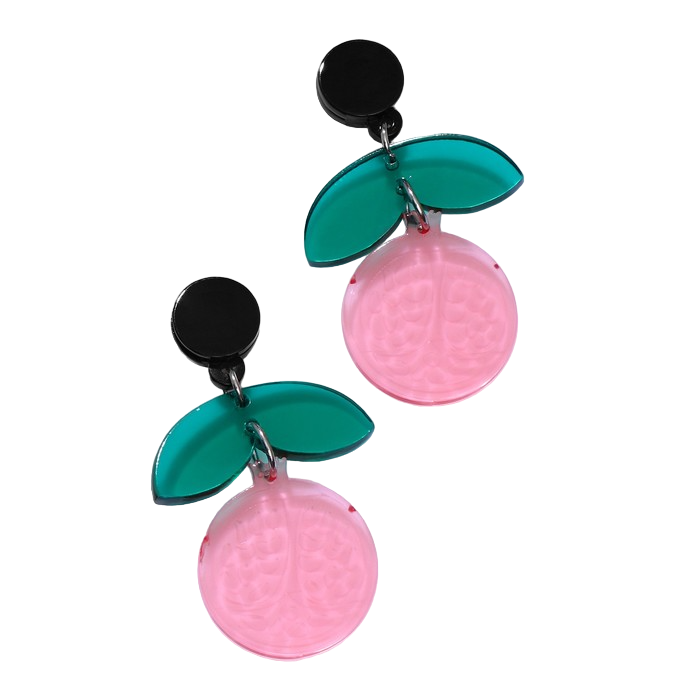 

Серьги акрил "Фрукты" гранат, цвет розово-зелёный в серебре