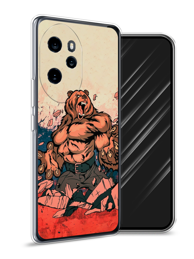 

Чехол Awog на Honor 100 Pro "Медведь с флагом РФ", Коричневый;синий;красный, 6122850-1