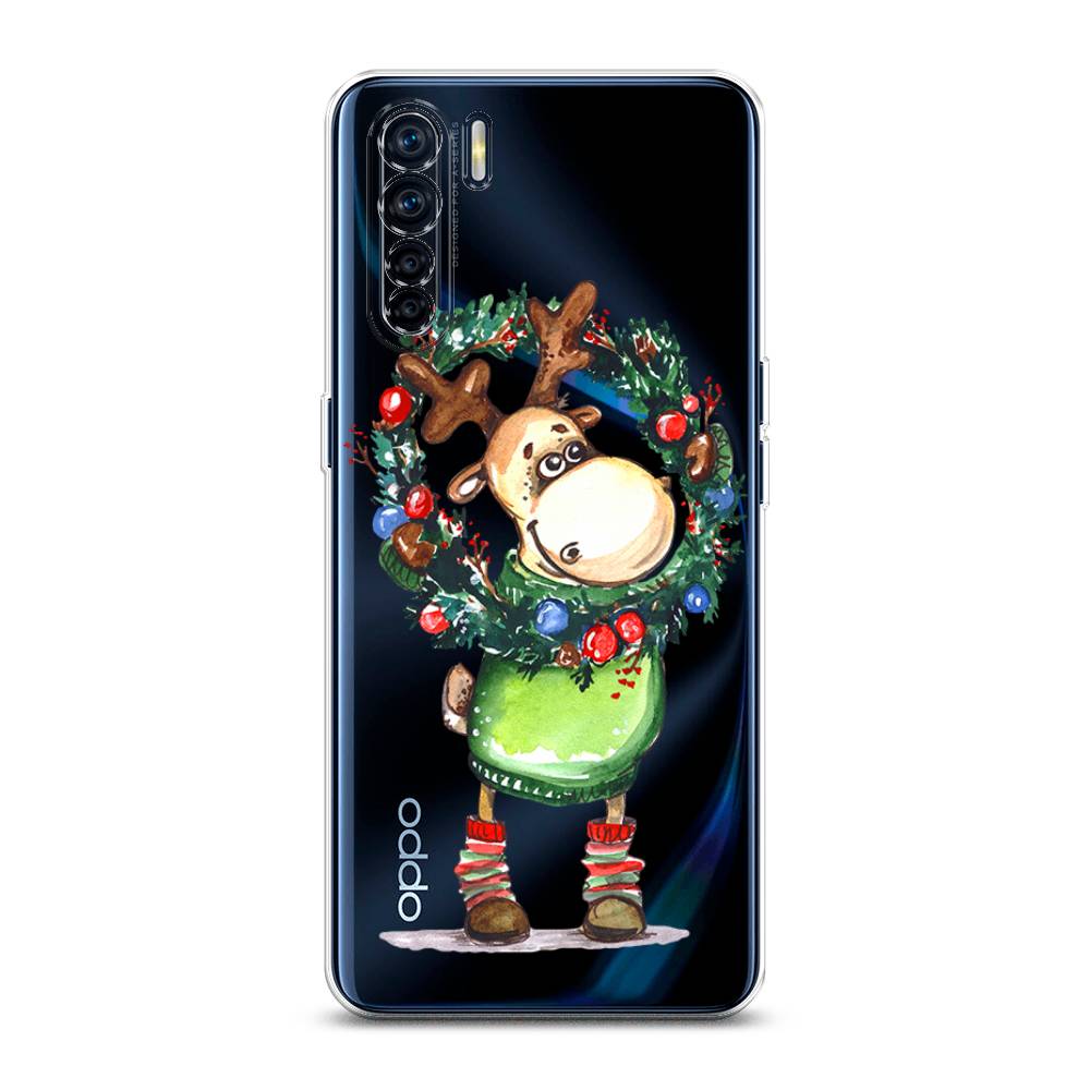 

Чехол для Oppo A91/Reno 3 "Олень с новогодним венком", 254250-4