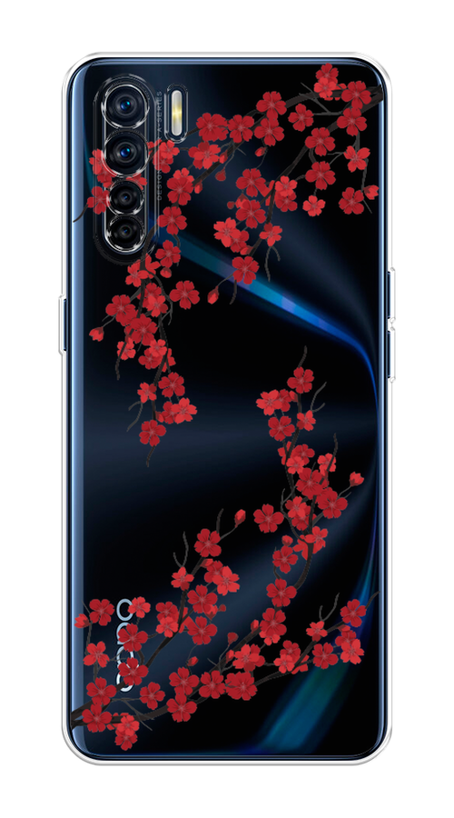 

Чехол на Oppo A91/Reno 3 "Красная сакура", Красный;черный, 254250-2