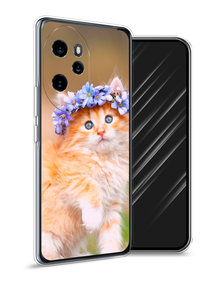 

Чехол Awog на Honor 100 Pro "Рыжий кот в венке", Коричневый;синий, 6122850-1