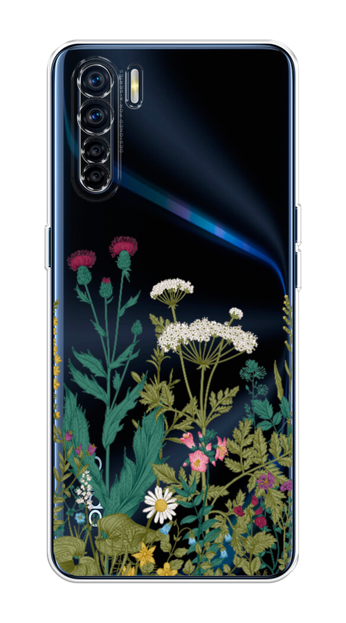 

Чехол на Oppo A91 "Дикие полевые цветы", Зеленый;розовый;белый, 254250-2