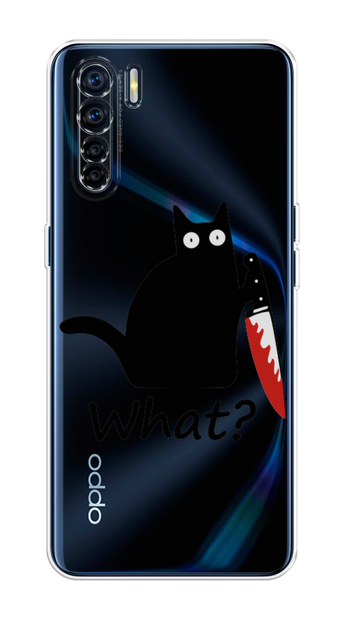 

Чехол на Oppo A91/Reno 3 "Котик с ножом", Черный;красный, 254250-6