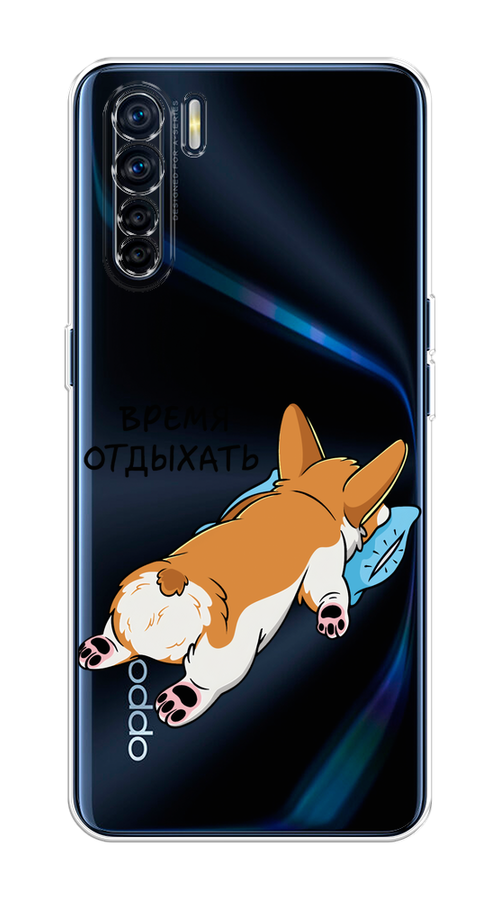 

Чехол на Oppo A91/Reno 3 "Корги отдыхает", Черный;коричневый;голубой, 254250-1