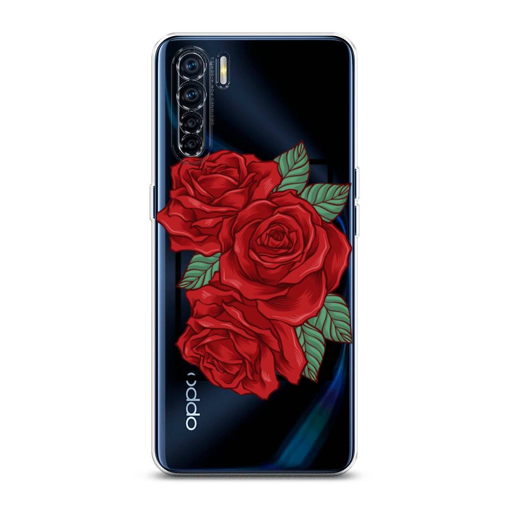 

Чехол для Oppo A91/Reno 3 "Три алые розы", Красный, 254250-2