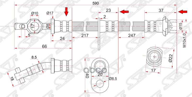 фото Шланг тормозной sat st9094702640 передн. sat арт. st9094702640