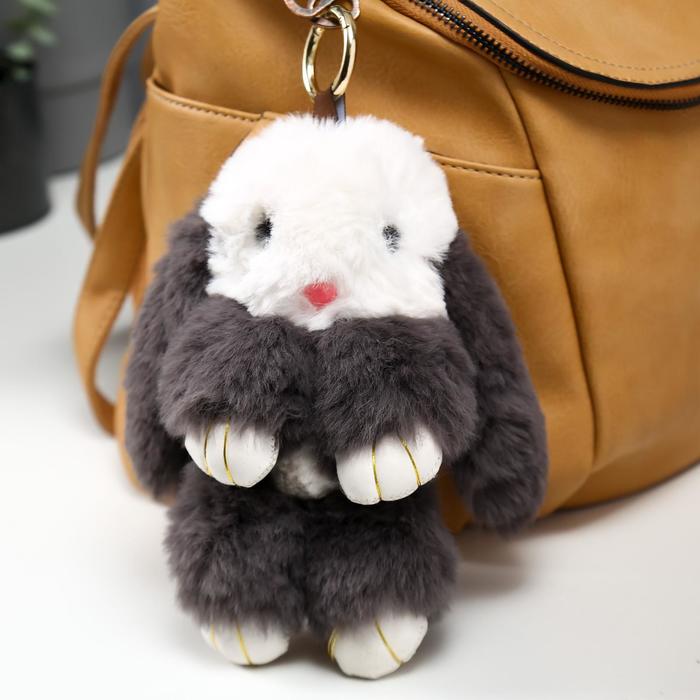 

Пушистик на кольце "Крольчонок серо-белый" 18 см