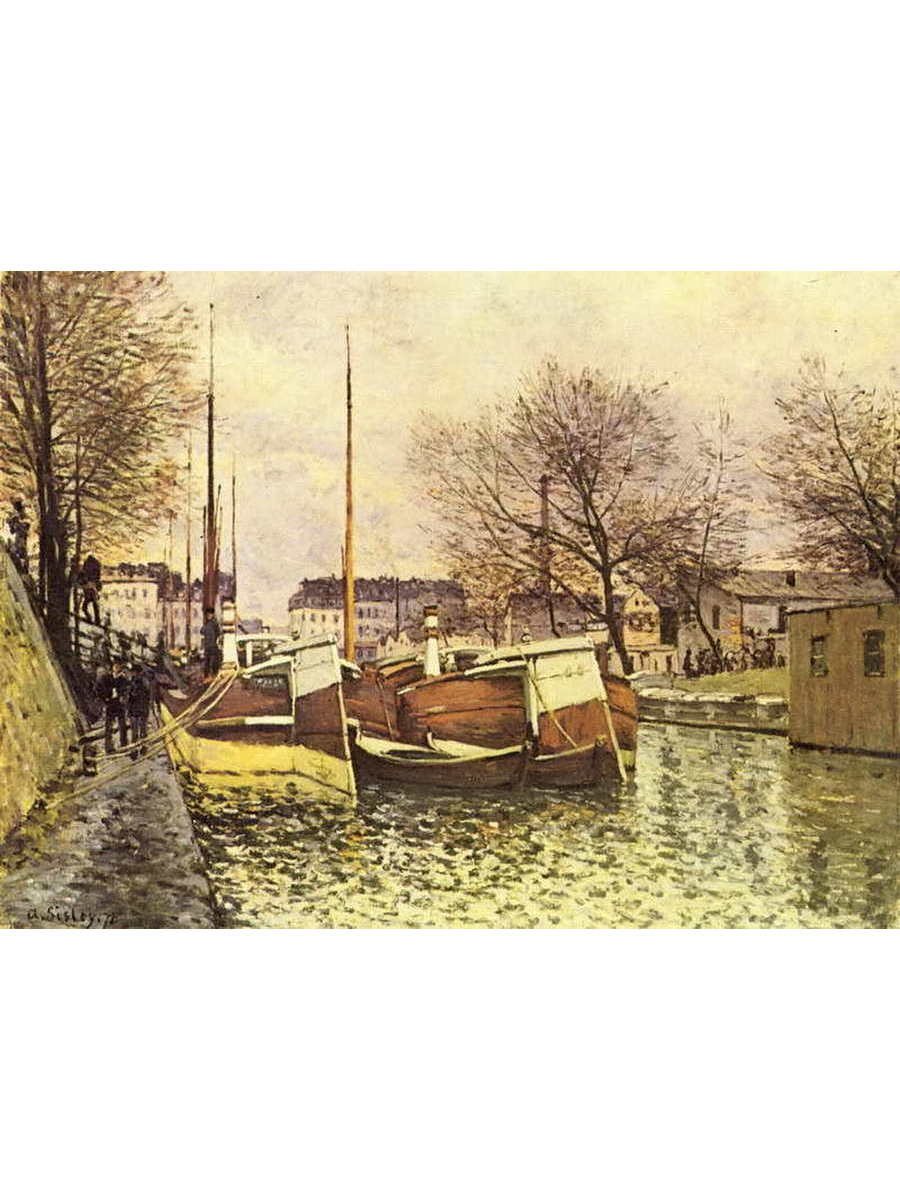 фото Постер drabs a3 сислей, альфред, лодки на канале сен-мартен в париже