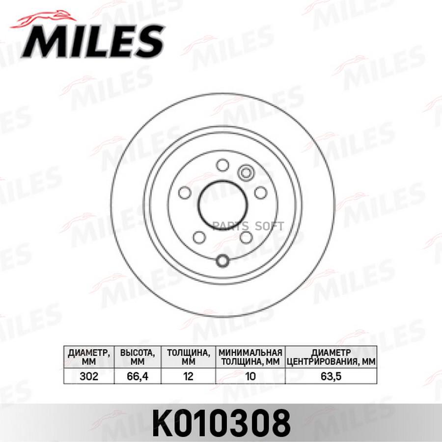 

Диск Тормозной Land Rover Freelander 2.2Sd/Td 06- Задний D 302Мм. Miles K010308