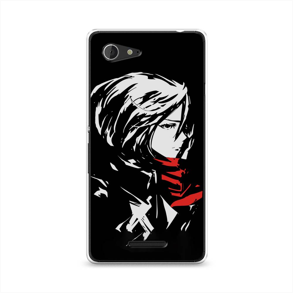 

Чехол на Sony Xperia E3 "Микаса минимализм", Черный;серый;красный, 52750-4