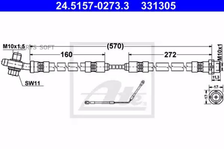 Шланг тормозной BMW X5 0006 ATE 24515702733 6020₽