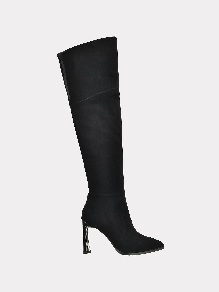фото Ботфорты женские versiya shop pf1007-83340bym черные 36 ru