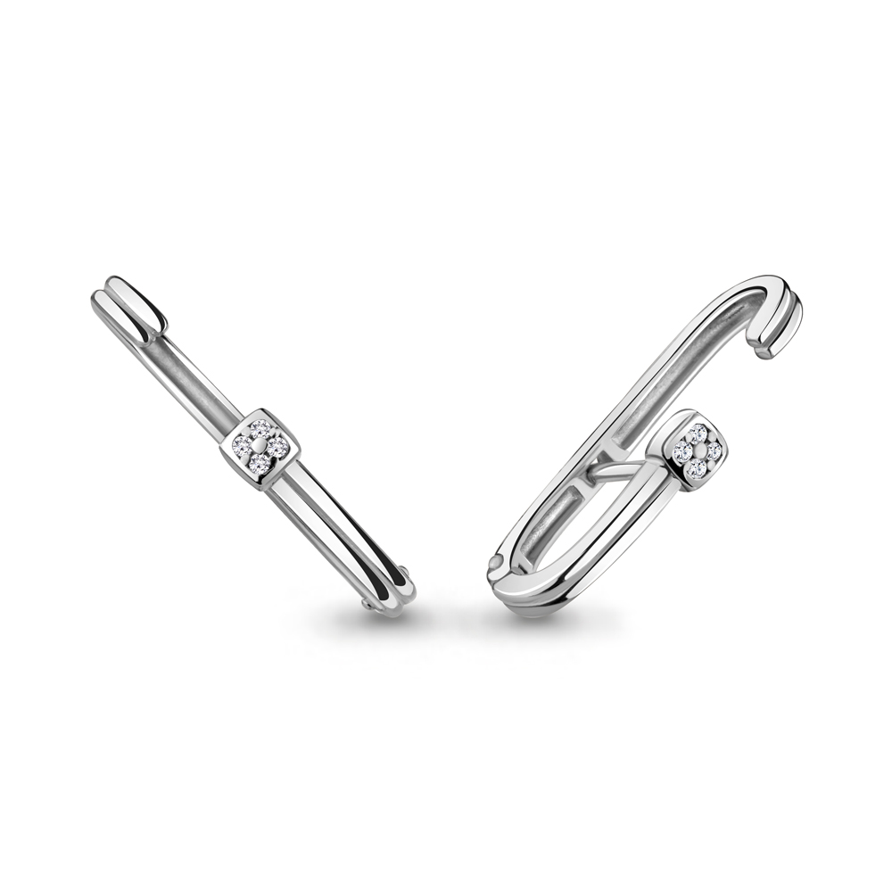 

Серьги каффы из серебра с фианитом Aquamarine 48378А_925_р, 48378А_925_р