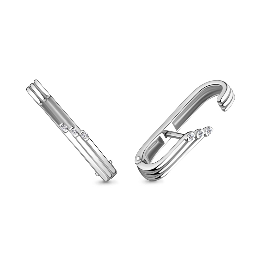 

Серьги каффы из серебра с фианитом Aquamarine 48380А_925_р, 48380А_925_р