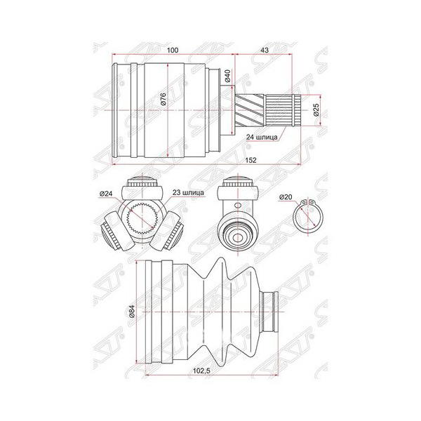 

Шрус Внутренний Nissan Sunny Sat арт. NI-710