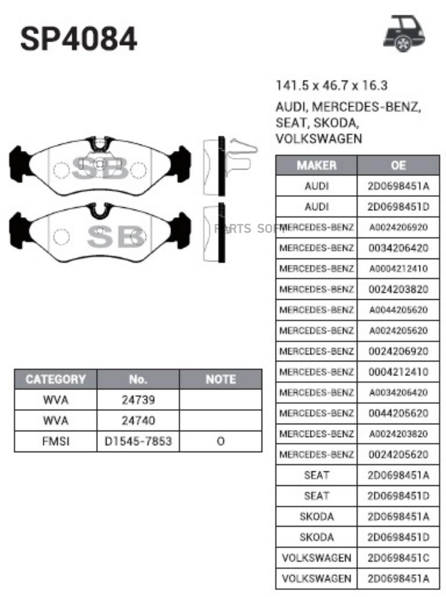 

Тормозные колодки Sangsin brake задние SP4084