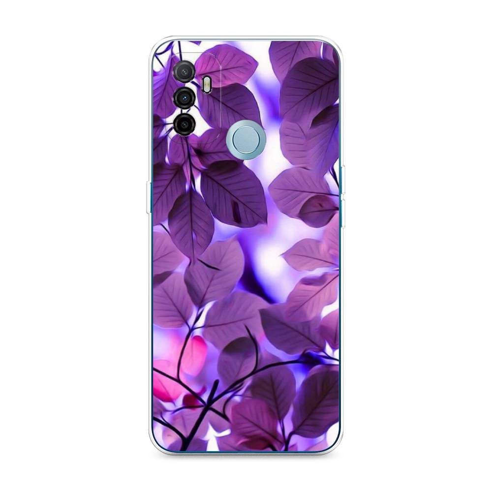 

Чехол на Oppo A53 "Сиреневые листики", Фиолетовый;голубой, 254350-2