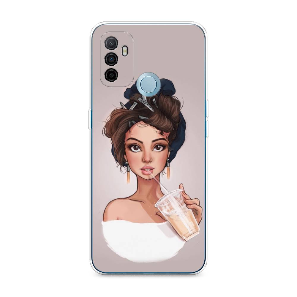 

Чехол для Oppo A53 "Девушка с фраппе", Серый, 254350-6