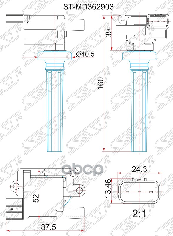 Катушка Зажигания Mitsubishi Lancer Cs2a 1.5 00-/Pajero Io H65w 1.6 99-01 Sat арт. STMD362