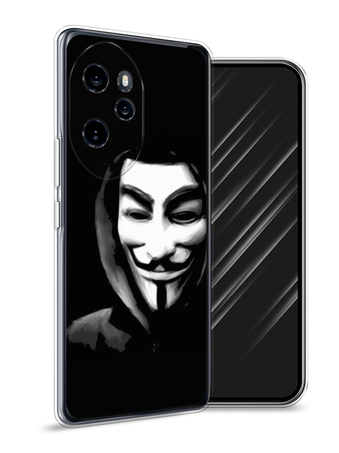 

Чехол Awog на Honor 100 Pro "Анонимус", Черный;серый;белый, 6122850-1