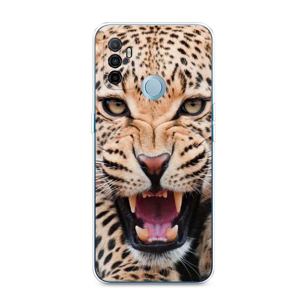 

Чехол для Oppo A53 "Леопард 3d", Бежевый;черный, 254350-6