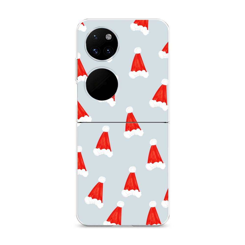 

Чехол на Huawei P50 Pocket "Новогодние шапочки", Белый;красный;серый, 6107450-5