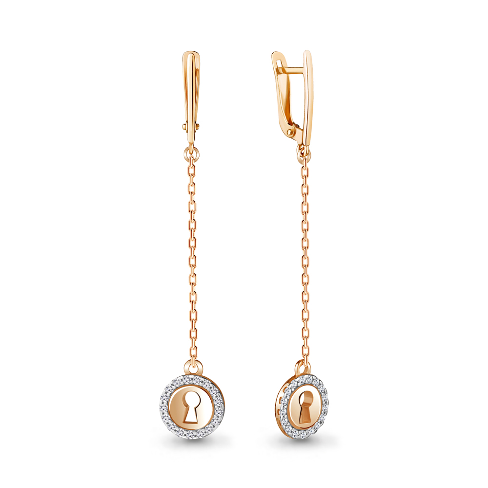 

Серьги подвески из серебра с фианитом Aquamarine 48387А_925_з, 48387А_925_з