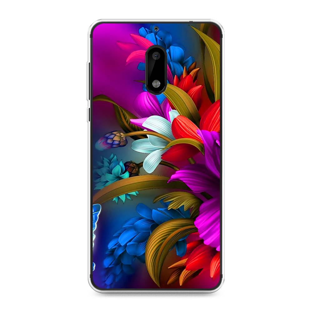 

Чехол на Nokia 6 "Фантастические цветы", Фиолетовый;красный;синий, 120350-2