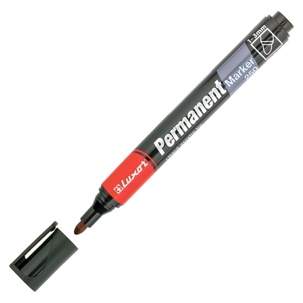 Маркер перманентный Luxor Permanent Marker черный грифель 2,5 мм маркер для электриков artline 0 4 1 0 мм electricians marker оранжевый ekpelft 197