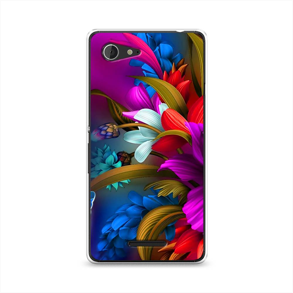 

Чехол на Sony Xperia E3 "Фантастические цветы", Фиолетовый;красный;синий, 52750-2