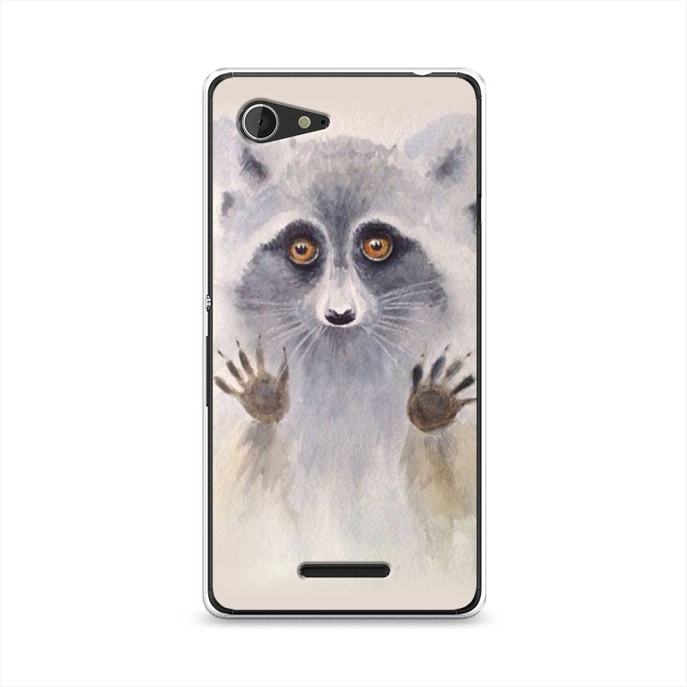 

Чехол на Sony Xperia E3 "Енот за стеклом", Бежевый;серый, 52750-4