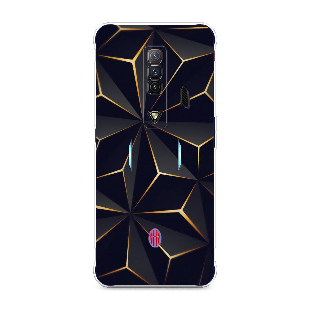 

Чехол на ZTE Nubia Red Magic 7"Черные полигоны", Золотистый;черный, 135950-3