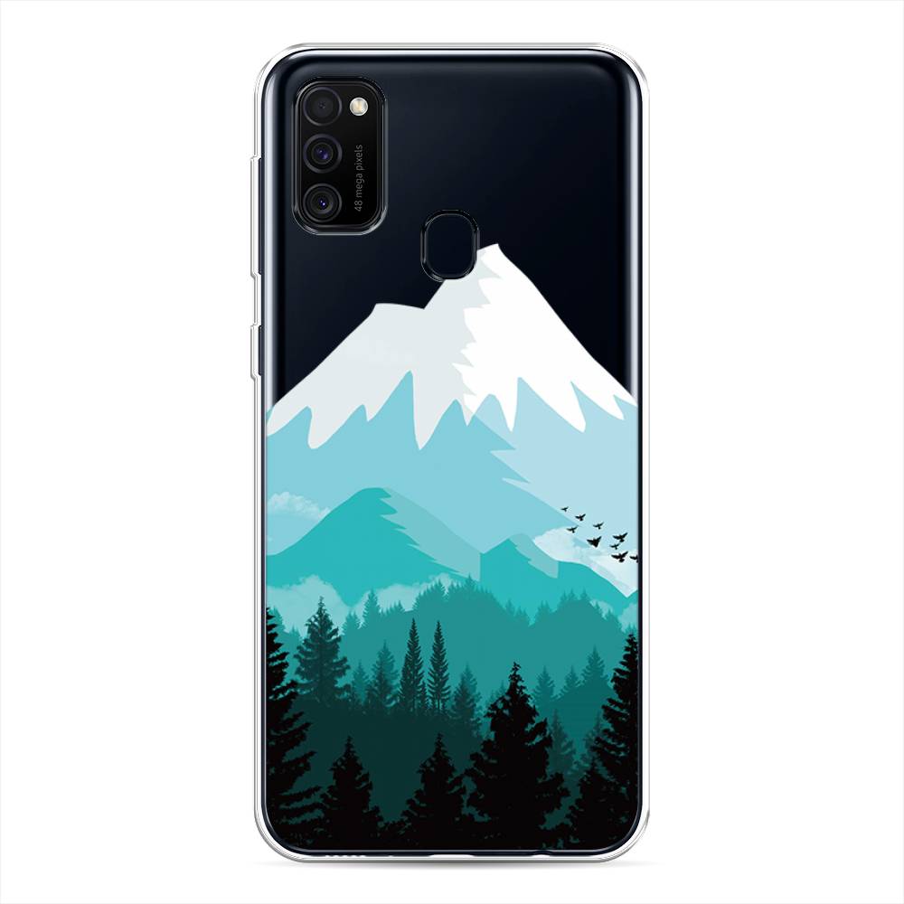 

Чехол на Samsung Galaxy M21"Синяя снежная гора", Белый;голубой, 29750-2