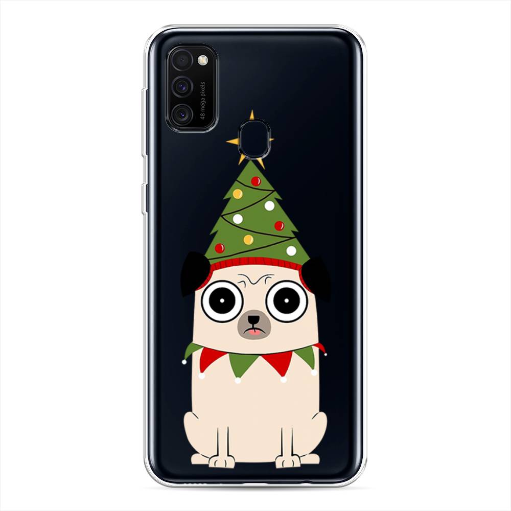 

Чехол на Samsung Galaxy M21"Собачка с ёлочкой", Бежевый;красный;зеленый, 29750-1