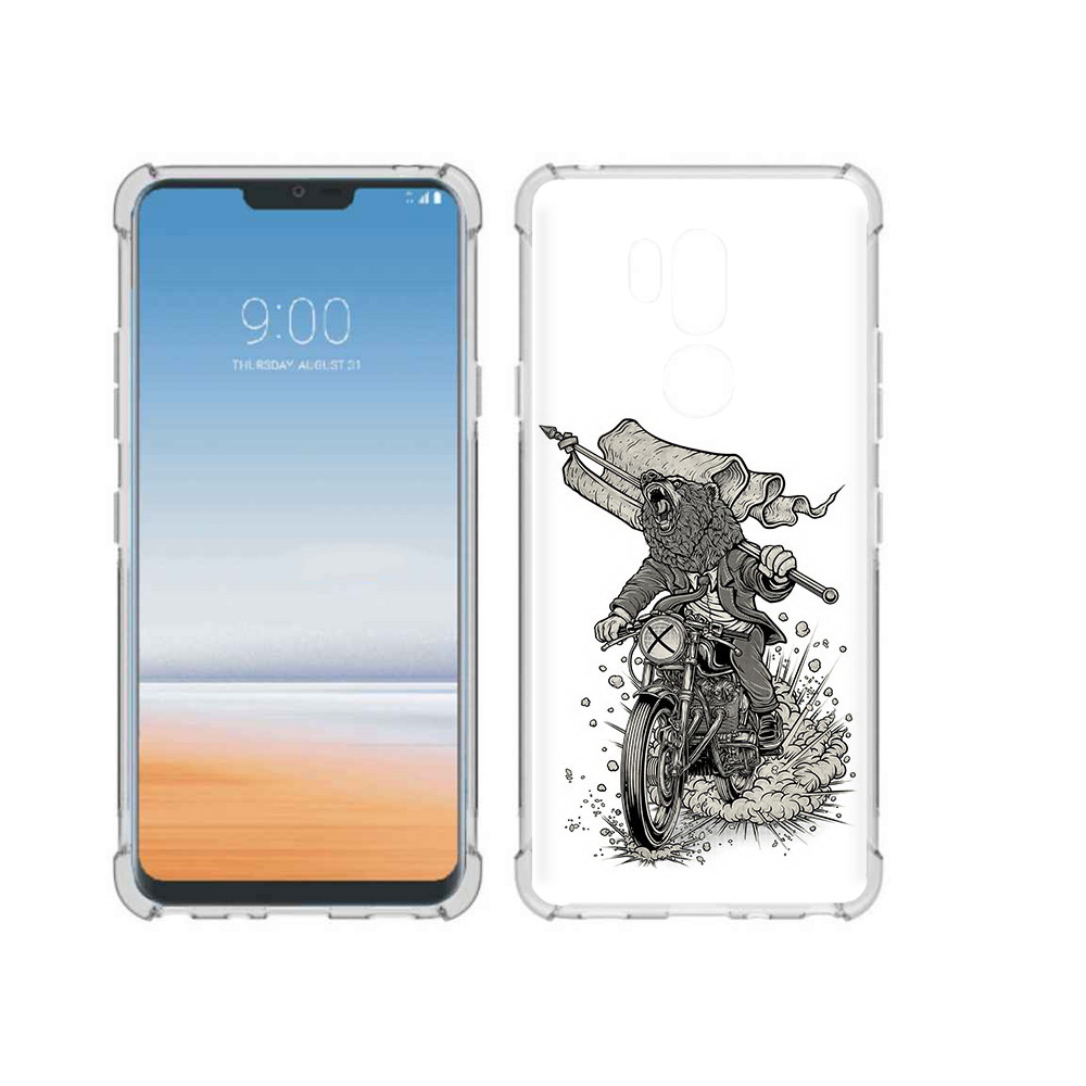 

Чехол MyPads Tocco для LG G7 ThinQ медведь на мотоцикле, Прозрачный, Tocco