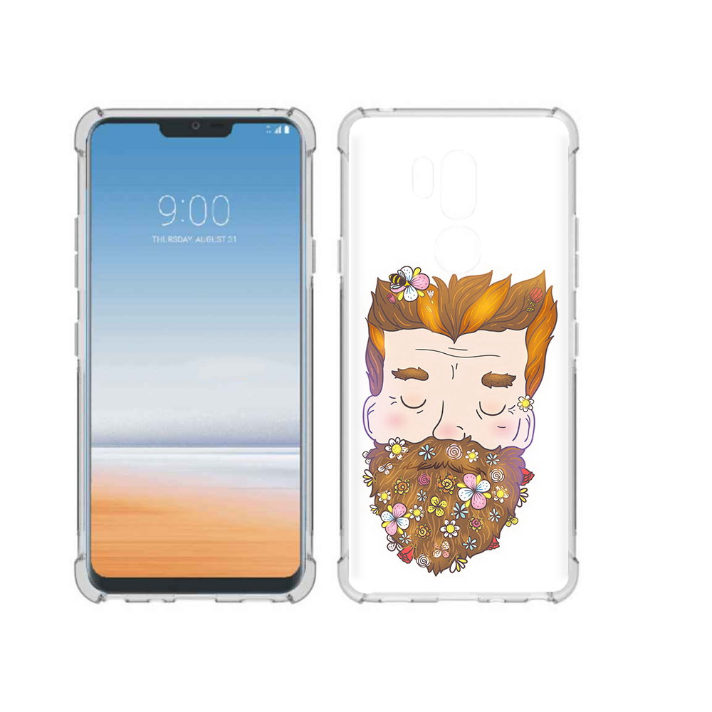

Чехол MyPads Tocco для LG G7 ThinQ мужчина с цветами в бороде, Прозрачный, Tocco