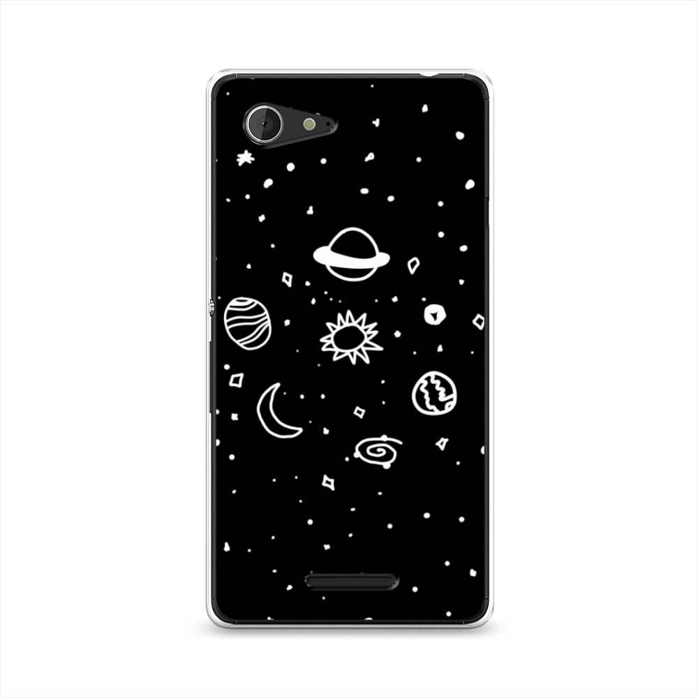 

Чехол на Sony Xperia E3 "Дудл солнечной системы", Бежевый;серый, 52750-2