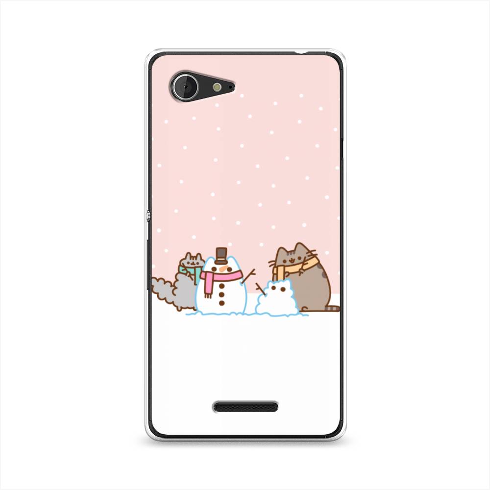

Чехол на Sony Xperia E3 "Котики в снегу", Розовый;белый;серый, 52750-5