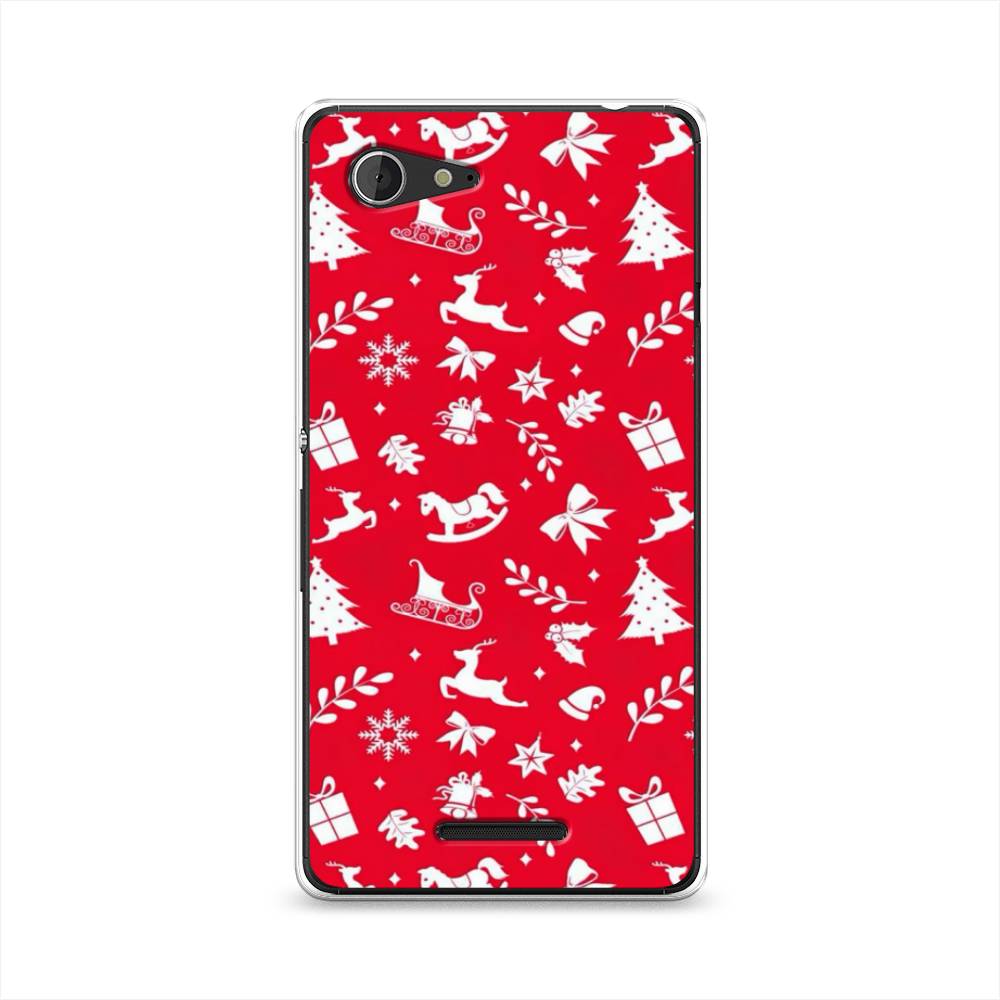 

Чехол на Sony Xperia E3 "Красный новогодний фон", Красный;белый, 52750-5