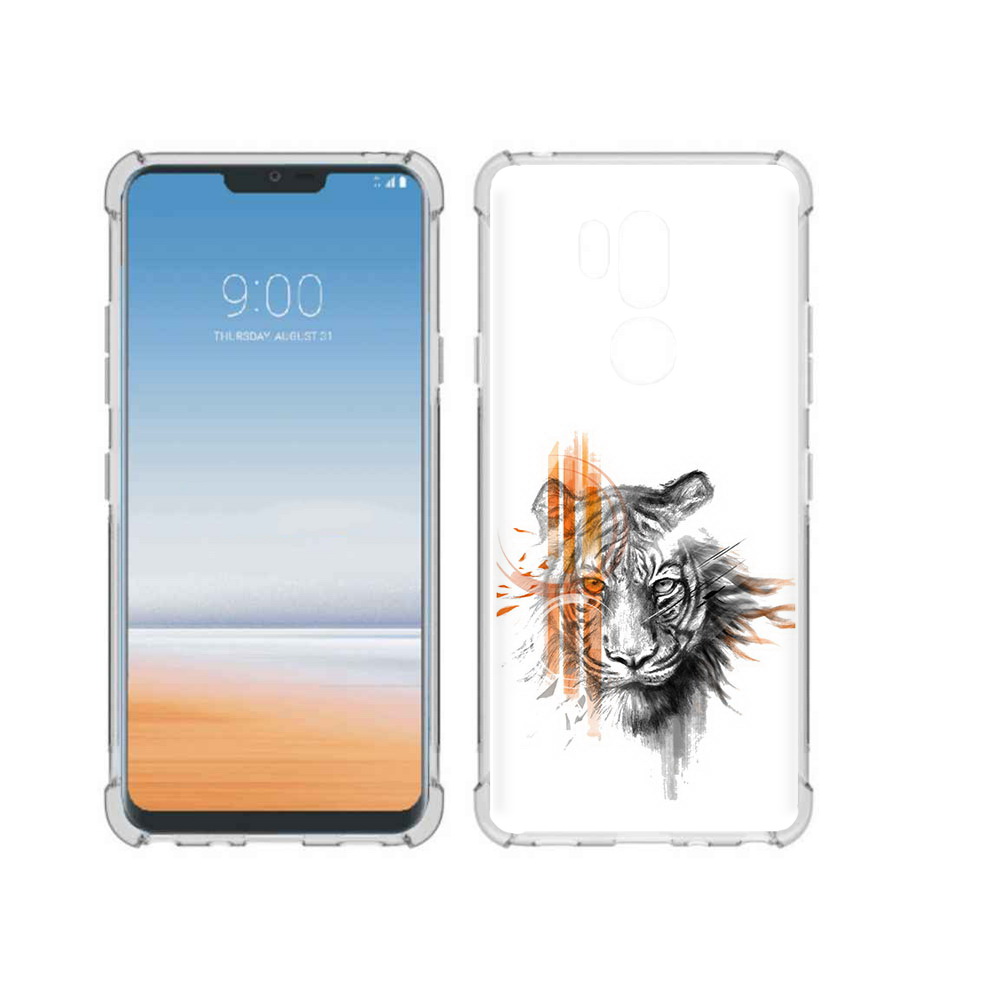 

Чехол MyPads Tocco для LG G7 ThinQ огненный тигр, Прозрачный, Tocco