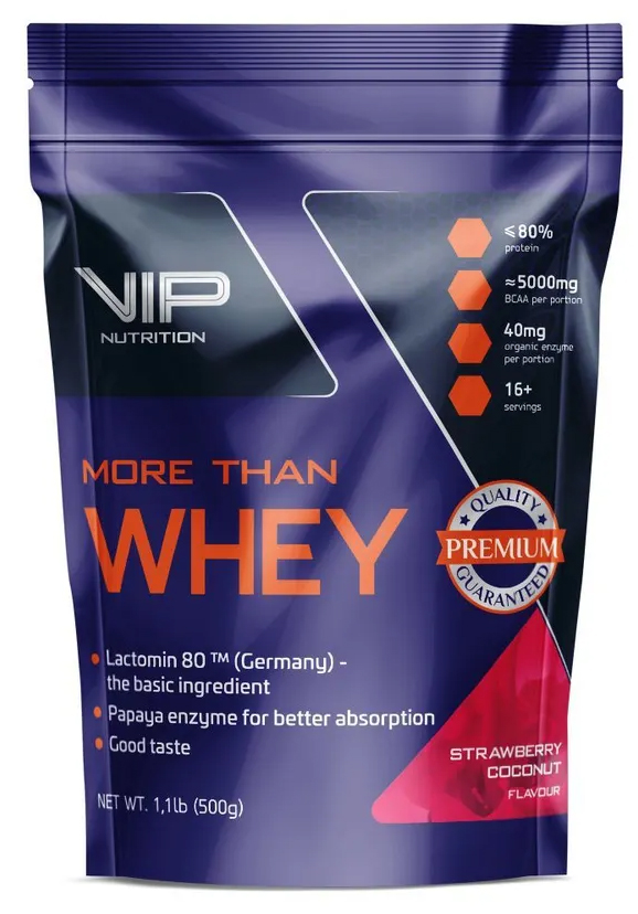 Сывороточный протеин More Than Whey VIP Nutrition, 500 гр., вкус Клубника
