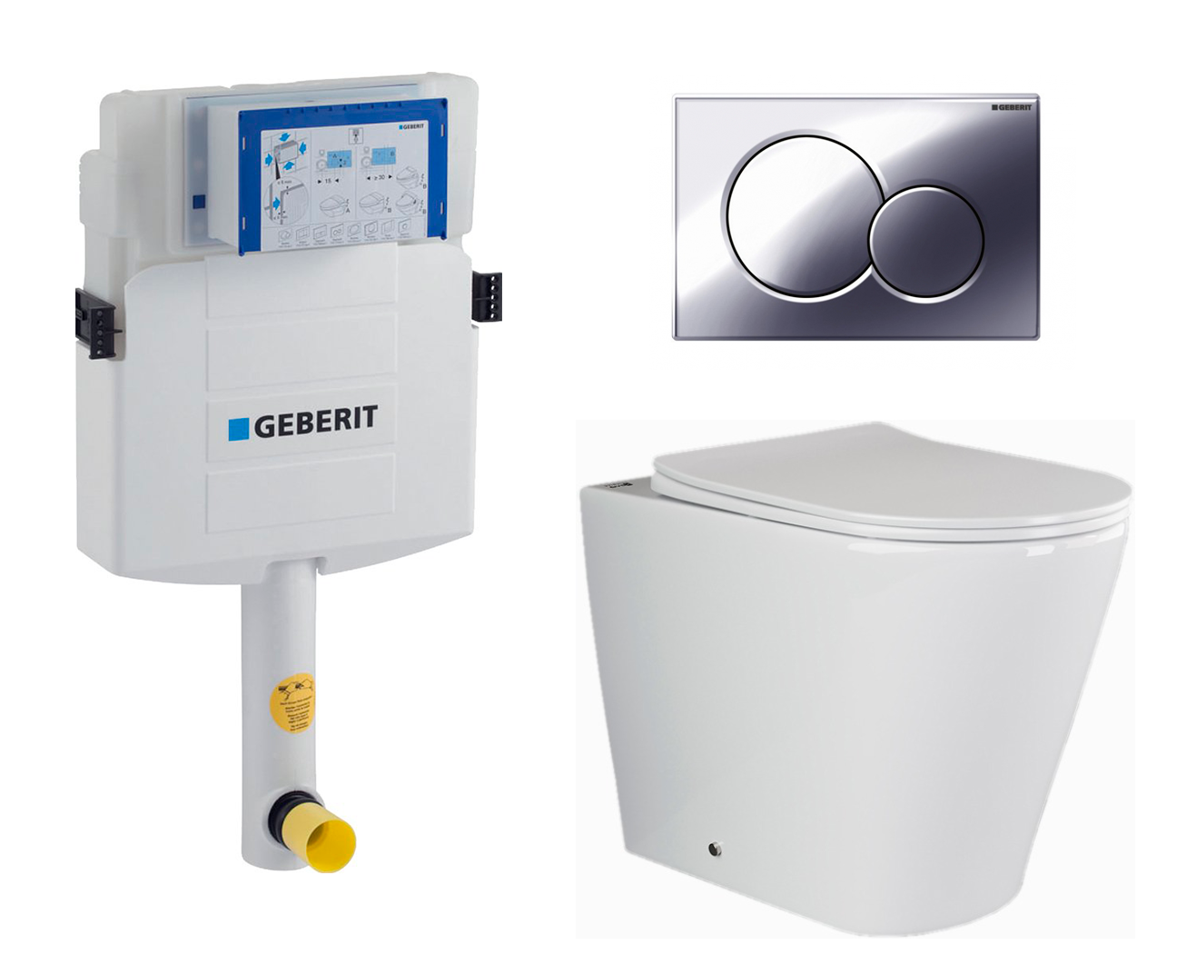 

Комплект: смывной бачок Geberit Duofix + унитаз Highlight + кнопка хром, 535646