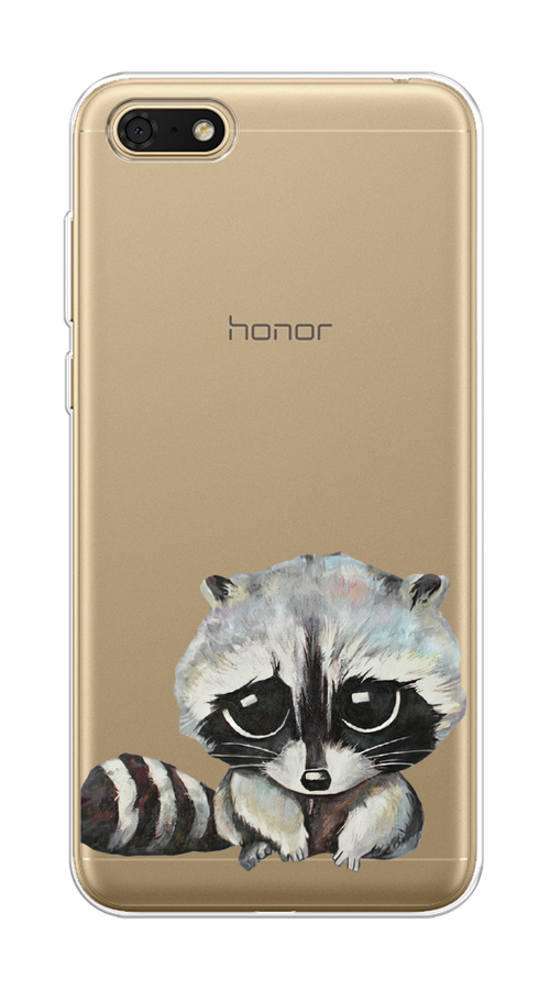 

Чехол на Honor 7A/7A Prime/Y5 Prime 2018/Y5 2018 "Большеглазый енот", Серый;черный;прозрачный, 65250-1