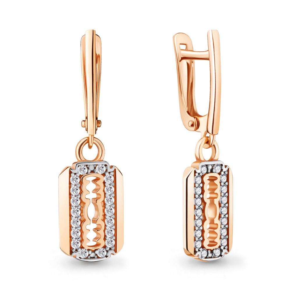 

Серьги подвески из серебра с фианитом Aquamarine 48403А_925_з, 48403А_925_з