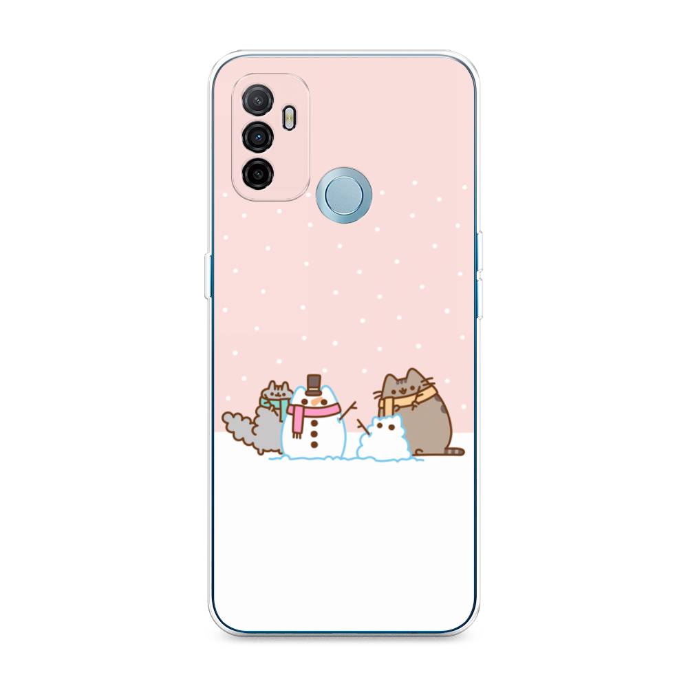 

Чехол для Oppo A53 "Котики в снегу", Розовый;белый;серый, 254350-5
