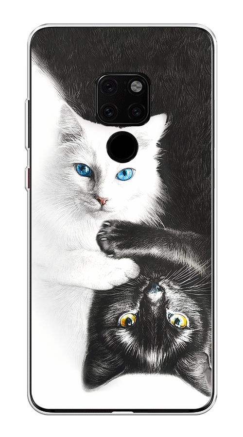 

Чехол на Huawei Mate 20 "Коты Инь-Янь", Черный;белый;голубой, 66850-1
